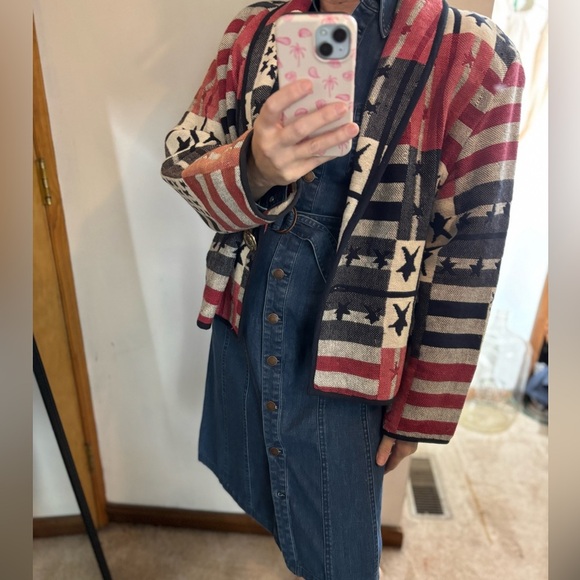 Bedford Fair Jackets & Blazers - Vintage Bedford Fair Americana Flag Tapestry Blazer